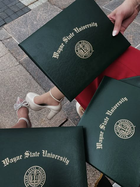 Graduation aesthetic, graduation heels, graduation dress ideas/inspo, diplomas University Diploma Aesthetic, Diploma Photo Ideas, Graduation Diploma Aesthetic, Highschool Diploma Aesthetic, Wayne State University Aesthetic, Graduation University Aesthetic, Graduation College Aesthetic, High School Diploma Aesthetic, College Diploma Aesthetic