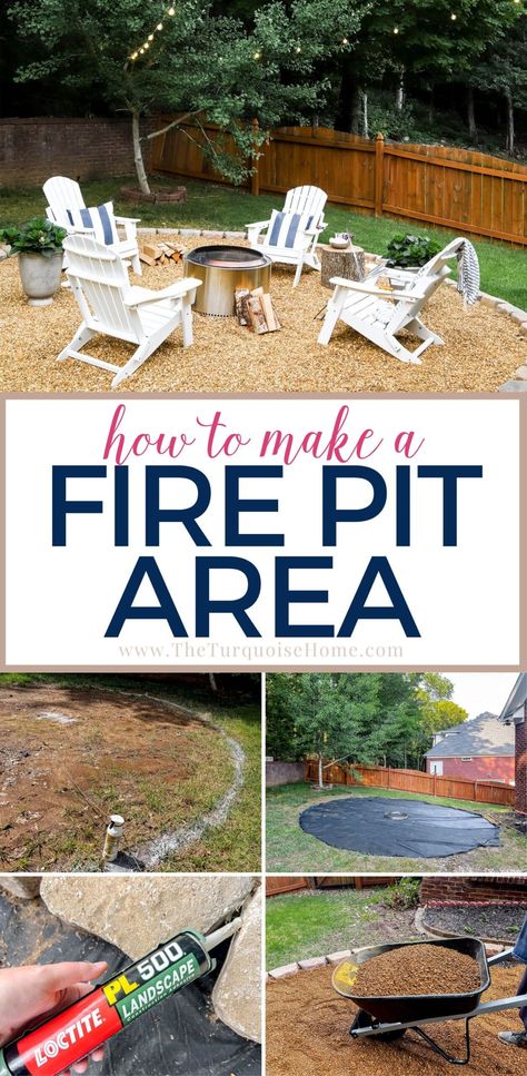 Diy Fire Pit Cheap Easy Simple, Diy Cheap Fire Pit Ideas, How To Build A Fire Pit With Seating Area, Cheap Easy Fire Pit Ideas, Easy Diy Backyard Fire Pit Area, Circle Fire Pit Area Diy, Easy Diy Fire Pit Area, Build A Fire Pit Area, Simple Backyard Seating Areas