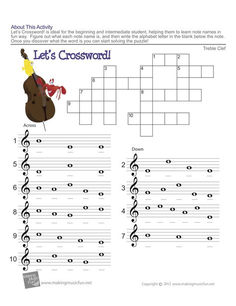 Treble Clef fun note reading! Music Crossword, Free Music Theory Worksheets, Music Flashcards, Piano Worksheets, Music Education Lessons, Music Theory Games, Cross Word, Music Theory Worksheets, Read Music