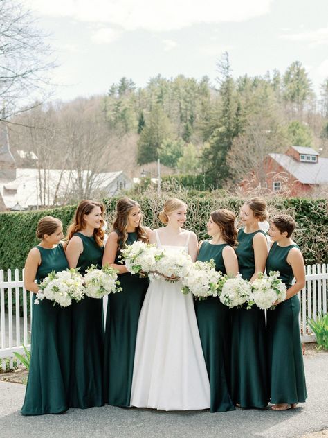 Emerald Bridesmaid Dress, Green Spring Wedding, Blue And Green Wedding, Emerald Bridesmaid, Classic Bridesmaids Dresses, Elegant Spring Wedding, Emerald Green Bridesmaid Dresses, Woodstock Vermont, Dresses Photography