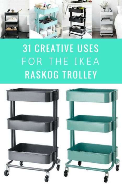 ikea raskog trolley uses and ideas for every room in your house. Ikea 3 tier trolley, Ikea cart. #Ikeahacks #raskogtrolley #raskogcart Rolling Cart Ikea, Ikea Cart Hack, Office Cart Organization, Rolling Cart Organization, Sewing Cart, Ikea Raskog Trolley, Ikea Trolley, Raskog Ikea, Office Cart