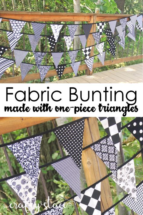 Fabric Bunting with One-Piece Triangles — Crafty Staci Crafty Staci, Bunting Template, Bunting Pattern, Make Bunting, Bunting Diy, Triangle Banner, Flag Garland, How To Make Decorations, Fabric Garland