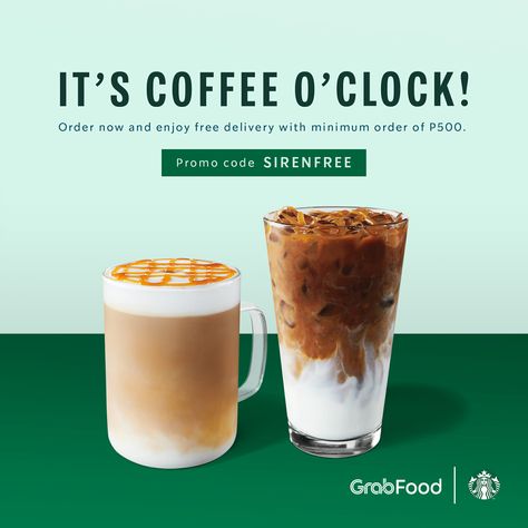 Starbucks – Enjoy FREE Delivery for Orders via GrabFood Starbucks Drink Cup Designs, Starbucks Campaign Poster, Free Delivery Poster, Kimchi Packaging, Idea Advertising, Drinks Ads, Starbucks Poster, Coffee Ads, Mocha Cookie Crumble