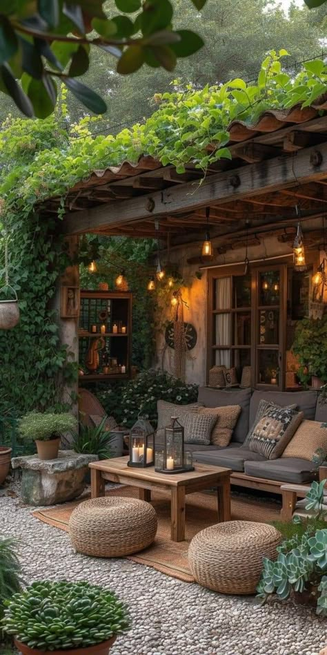 Patio Decor Ideas, Diy Patio Decor, Have Inspiration, Outdoor Decor Backyard, Backyard Garden Design, Outdoor Patio Decor, Rustic Garden Decor, Backyard Patio Designs, Rustic Gardens