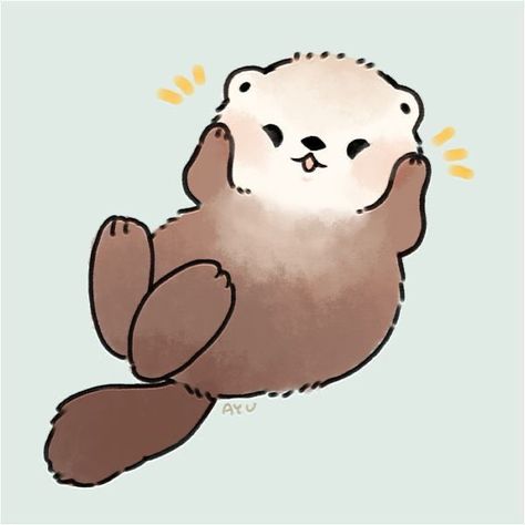 Cute Otters Drawing, Otter Drawing, Cute Animal Character, Otters Cute, Cute Easy Doodles, Coloring Art, Cute Bear Drawings, Cute Kawaii Animals, 강아지 그림