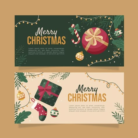 Free Vector | Christmas banners in flat design Christmas Poster Design, Christmas Promo, Christmas Graphic Design, Christmas Campaign, Holiday Graphics, Christmas Layouts, Holiday Banner, Vector Christmas, Christmas Graphics