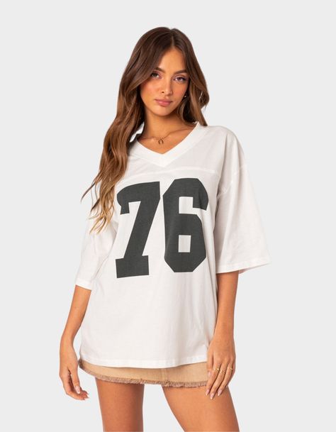 Oversized Jersey, Flannel Sweatshirt, Retro Jersey, T Shirt Oversized, Sweaters And Jeans, Oversized T Shirt, Top Fabric, Women Trends, Jersey Top