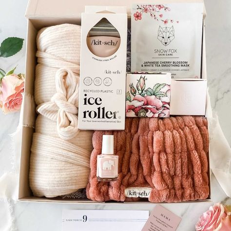 New Mom Home Spa Gift Basket - Relaxation Kit | Nurtured 9 — NURTURED 9 Pregnancy Gift Box, New Mom Gift Basket, Unique Gift Box, Mom Gifts Box, 4th Trimester, Mom Gift Basket, Luxury Beauty Products, Gift Box With Ribbon, Spa Gift Basket