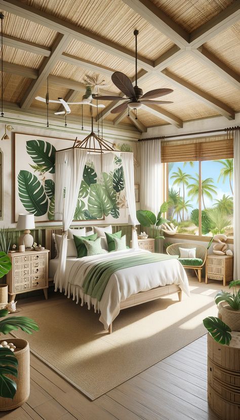 "21 Stunning Bedroom Decoration Ideas That Will Transform Your Space ✨🛏️ (You Won't Believe #7!)" Tommy Bahama Bedroom Ideas, Colonial Caribbean, Caribbean Bedroom, Hawaiian Bedroom, Seashell Decorations, Tropical Bedroom Decor, Tropical Bedroom, Bedroom Decoration Ideas, Tropical Interior Design