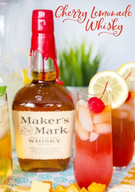 Msg 4 21+ (AD) Cherry Lemonade Whisky {Summer Entertaining} #CelebratorySips #MintJulepMonth Christmas Drinks Alcohol Recipes, Drinking Whiskey, Christmas Drinks Alcohol, Whisky Cocktail, Cherry Lemonade, Whisky Drinks, Whisky Cocktails, Bourbon Drinks, Bourbon Cocktails