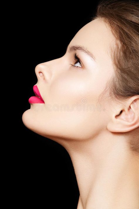 Side view female model face with perfect make-up. Beauty portrait of attractive , #AFFILIATE, #Beauty, #perfect, #attractive, #portrait, #face #ad Side View Face, Face Side View, Side View Of Face, Anti Aging Skin Care Diy, Drawing Lips, Side Portrait, Female Face Drawing, Face Profile, Simple Skincare Routine