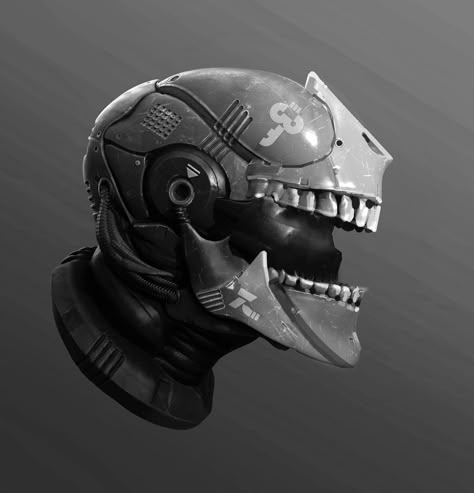 Helmet Sketch 01, Tyler Smith on ArtStation at https://www.artstation.com/artwork/8ZywG Helmet Sketch, Sci-fi Helmet, Helmet Concept, Helmet Armor, Arte Robot, Cool Masks, Masks Art, Helmet Design, Robots Concept