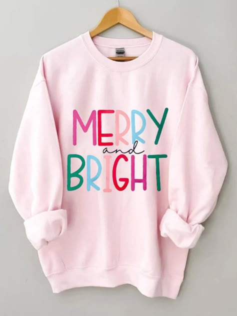 Shirts To Make, Dropped Shoulder Sweatshirt, Letter Print Sweatshirt, Pink Lady, Winter Sweatshirt, Tshirt Ideas, Winter Mode, 가을 패션, Christmas 2023