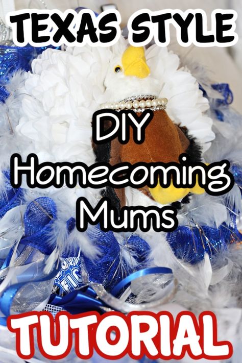 DIY Homecoming Mum Tutorial - Texas Style https://www.groceryshopforfree.com/make-something-monday-5/ #frugalliving #nodebt #moneysaver #finance #GSFF #savingmoneyisfun #savingmoney #moneysavingtips #moneysaving #savingplan How To Make Mums, Football Locker Decorations, Big Homecoming Mums, Unique Homecoming Mums, Texas Mums, Homecoming Corsage, Football Mums, Texas Homecoming Mums, Homecoming Games