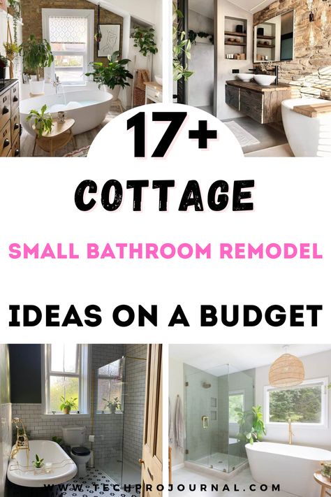 This post shows you the best cottage small bathroom remodel ideas on a budget to try. Remodel your space to a classy-looking small bathroom with these cottage ideas without breaking a bank. Cottage Bathroom Double Vanity, Small Bathroom Renovation Ideas Rustic, Remodeling A Small Bathroom, Small Bath Renovation, Charming Bathroom Ideas, Suburban Bathroom Ideas, Victorian Cottage Bathroom, Economical Bathroom Remodel, Tiny Bathroom Ideas On A Budget