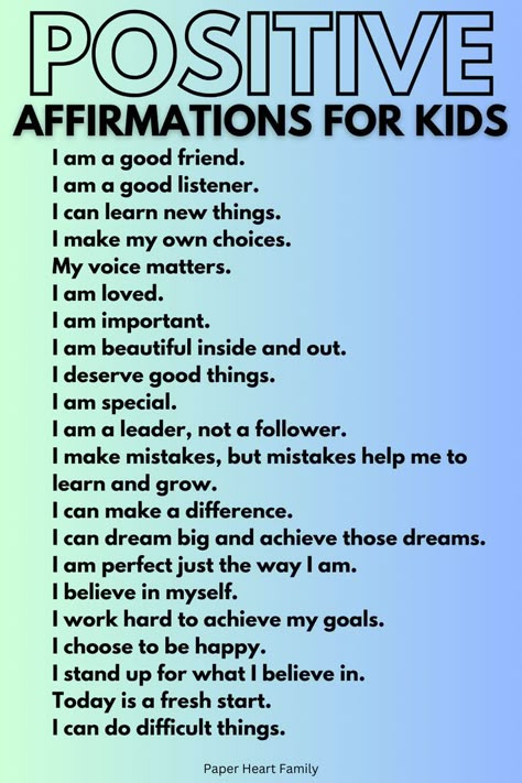 Raising confident kids can be simple with these positive affirmations for kids. They are great to incorporate into your daily morning routine. Reciting these everyday is a great step in building self esteem in kids. Godly Affirmations For Kids, Positive Affirmation Activities For Kids, Kid Affirmations Self Esteem, Positive Affirmations For Kids Boys, Positive Affirmations For Kids Classroom, Affirmations For Kids Christian, Self Affirmations For Kids, Kids Affirmations Free Printable, Preschool Affirmations