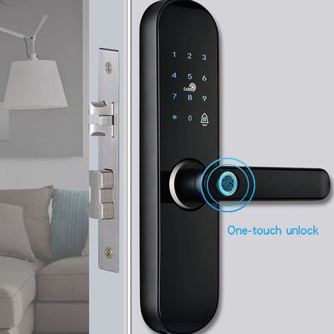 Finger Print Door Handle, Finger Print Door Lock, Electric Door Lock, Electronic Door Lock, Smart Lock Front Door, Door Locks And Handles, Finger Print Lock, Smart Lock Door, Finger Lock