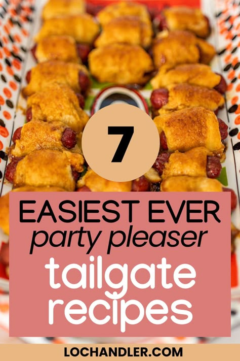 Delicious tailgating recipes at your next football or tailgate party! These are great tailgate finger food recipes and appetizer recipe ideas for game day. The best football food for Super Bowl party food ideas or really any tailgating side dish! These are so easy and quick and some are cold, with chicken, ground beef, and vegetarian! Ideas For Tailgating Food, Sides For Tailgating Football, Best Appetizer Recipes Football Season, Tailgate Finger Foods Snacks, Easy Tailgate Finger Foods, Tailgate Main Dish, Talegate Food Tailgating, Tailgate Lunch Ideas, Tailgate Potluck Ideas