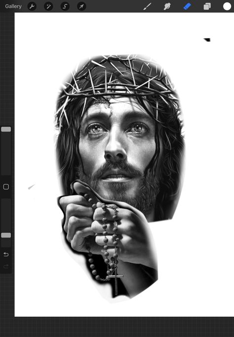 Christus Tattoo, Jesus Christ Tattoo, Jesus Tattoo Design, Half Sleeve Tattoo Stencils, Tattoos Dainty, Unique Half Sleeve Tattoos, Chicano Tattoos Sleeve, Christ Tattoo, Realistic Tattoo Sleeve