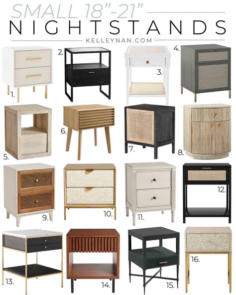 Small Nightstand With Drawer, Narrow Nightstands With Drawers, Small Side Table With Drawer, Low Profile Bed Side Tables, Nightstand Small Bedroom, Mixed Nightstands, Small Nightstands Bedside Tables, Nightstands For Small Bedrooms, Short Night Stand