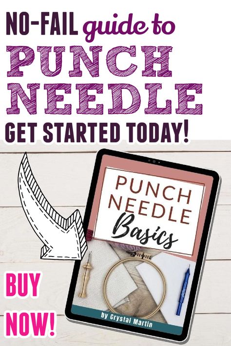 Are you new to punch needle?  Learn everything you need to know in this 80+ page ebook for beginners!  You'll learn what supplies to get, what to avoid, the difference between modern and primitive styles, how to use a punch needle, troubleshooting tips, and how to finish your punch needle project!  Includes instructions for large rug punch needles and small embroidery punch needles.  Learn needle punching today! Punch Needle Projects, Oxford Punch Needle, Knitting Quilt, Embroidery Punch Needle, Punch Embroidery, Needle Punching, Punch Needling, Small Embroidery, Punch Needle Patterns