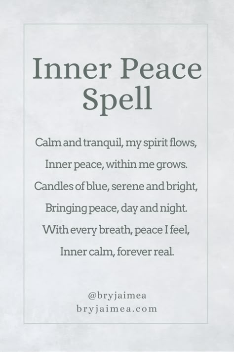 Spell For Peace Of Mind, Peace Of Mind Spell, Calming Spells Witchcraft, Spells For Inner Peace, Self Care Rituals Witch, Spell To Calm Someone Down, Cleansing Spell Self, Clear Mind Spell, Words Are Spells