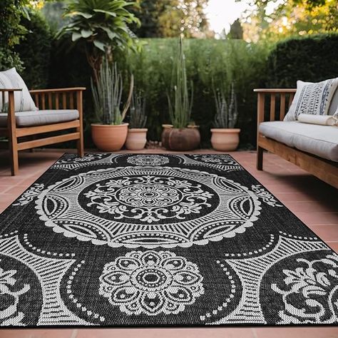 Amazon.com: LuuL Home Medallion Outdoor Rug 6x9 Washable Outside Carpet for Indoor Patio Porch Waterproof Easy Cleaning Non Shedding Area Rugs Nut Brown 6 x 9 : Patio, Lawn & Garden Backyard Living Room, Deck Kitchen, Outside Carpet, Indoor Patio, Patio Porch, Outdoor Rug, Easy Cleaning, Porch, Area Rugs