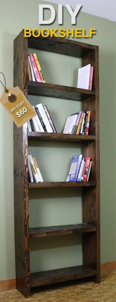 New DIY Bookshelf Ideas #bookshelfideas Homemade Bookshelf, Homemade Bookshelves, Diy Bookshelf Design, Diy Bookshelf Plans, Bookshelf Diy, Bookcase Plans, Simple Bookshelf, Rustic Bookshelf, Diy Bookshelf