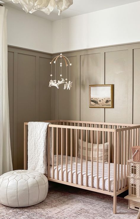 Nursery Paint Colors, Beige Nursery, Cozy Baby Room, Ikea Nursery, Boy Nursery Themes, Nursery Trends, Baby Room Neutral, Minimalist Nursery, Baby Nursery Neutral