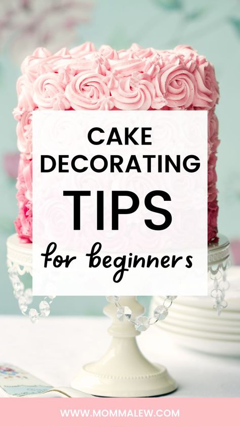 layer cake with pink rosettes Cake Decorating Tips For Beginners, Beginner Cake Decorating, Cake Icing Tips, Cake Recipes For Beginners, Learn Cake Decorating, Stunning Cakes, Wedding Cake Fresh Flowers, Birthday Cake Decorating Ideas, Decorator Frosting