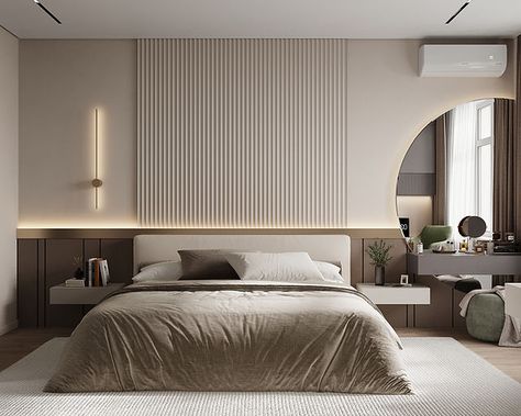 Apartment in modern style | Nordic Design Studio Luxury Nordic Interior, Modern Bedroom Design Beige, Modern Bedroom Beige, Modern Small Bedroom Design, Scandinavian Luxury Bedroom, Bedroom Design Minimal, Beige Modern Bed, Modern Bedroom Behance, Bedroom Minimalist Modern