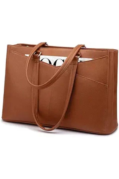 This computer tote is crafted in durable, water-resistant, scratch-resistant Canvas and polyester lining. Top smooth metal zipper for easy opening # affiliate linked Leather Computer Bag, Laptop Tote Bag, Laptop Bag For Women, Laptop Tote, Work Tote, Leather Laptop, Computer Bags, Work Bag, Work Bags