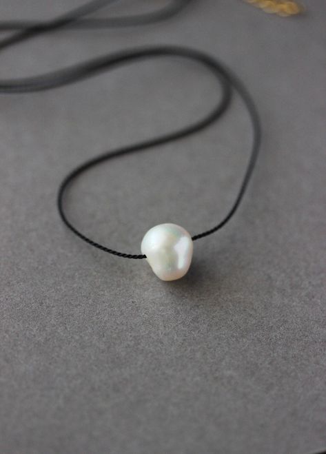 Handmade Adjustable Minimalist Pearl Necklace, Handmade Delicate White Pearl Necklace, Dainty Adjustable White Pearl Necklace, Dainty Pearl White Necklace With Adjustable Chain, Minimalist Adjustable Pearl White Necklace, Silk Cord Necklace, Simple Beaded Necklaces, Single Pearl Necklace, Pearl Strands Necklace