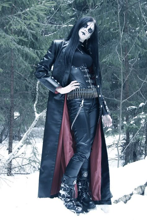 Twitter: @HailJon Page on Facebook: https://www.facebook.com/pages/Old-Gothic/282334201952428?fref=ts Black Metal Fashion, Metalhead Girl, Metal Outfit, Black Metal Girl, Metal Chicks, Corpse Paint, Black Metal Art, Metal Goth, Extreme Metal