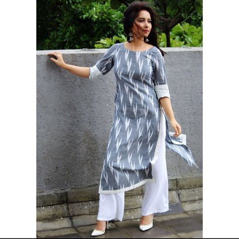 Ikat kurta set ❤️ Sizes Available XS — XXL  Please DM for the link of the product !!… Ikkat Print Kurti Designs, Sambalpuri Kurti Designs Latest, Ikat Kurti, Kurtis For Wedding, Ikat Dresses, Ikat Blouse Designs, Latest Designer Kurtis, Printed Kurti Designs, Nature Technology