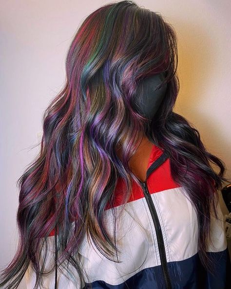 oil slick hair • Instagram Oil Spill Hair Color, Oil Spill Hair, Oil Slick Hair Color, Oil Slick Hair, Oil Spill, Oil Slick, Hair Color And Cut, Cut And Color, Cut And Style