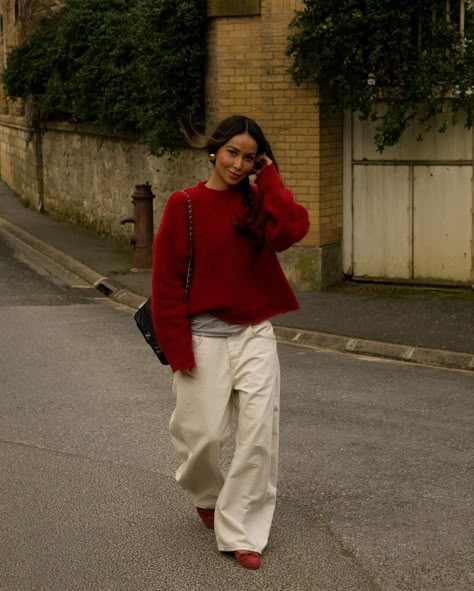 Street Style: Get The Look Latina Outfits, Looks Pinterest, Looks Party, Style 2023, Red Sweater, Fall Fits, Mode Inspo, Winter Fits, 가을 패션