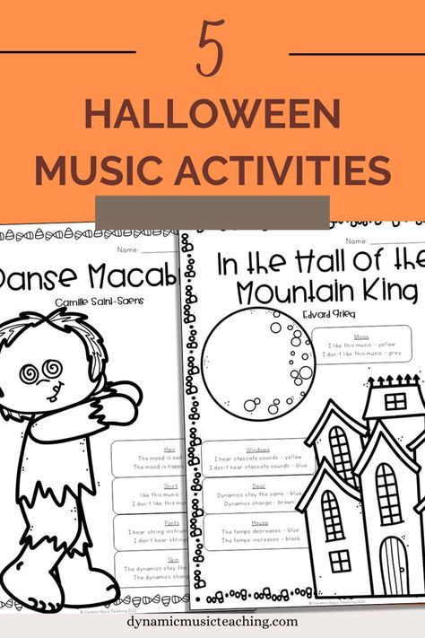 Need ideas for your Halloween music lessons? Here are 5 easy and engaging Halloween music activities for elementary and middle school. For music teachers or homeschool parents. Halloween Music Lessons, Halloween Music Activities, Activities Middle School, Lesson Activities, Halloween Music, Music Lesson, Music Teachers, Music Teaching, Music Activities