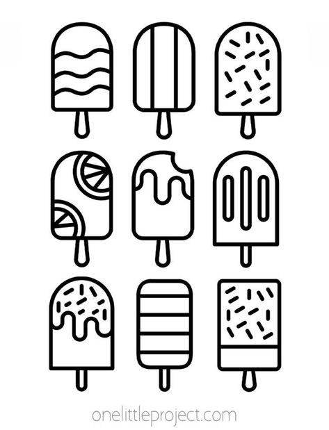 Free printable summer coloring pages that are great for both kids and adults. These summer coloring sheets are a great kids activity, perfect for summer break, sleepovers, or a summer birthday party! Relax and enjoy a summer coloring page featuring popsicles, sports, the beach, summer fruit, and more. And they're all FREE to download and print! Simple Printable Coloring Pages, Popsicle Coloring Page Free Printable, Simple Food Coloring Pages, Coloring Pages Simple Cute, Cute Food Coloring Pages Free Printable, Sticker Coloring Pages, Preppy Coloring Pages Aesthetic, Simple Colouring Pages For Kids, Aesthetic Colouring Pages Simple