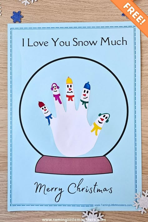 Looking for a fun Christmas art activity? This handprint snowman craft is perfect for preschoolers! Grab the free printable template and create a keepsake that will last for years! Snowman Handprint, Handprint Snowman, Snowman Craft For Kids, Snowman Crafts Preschool, Handprint Art Kids, Winter Crafts For Toddlers, Christmas Handprint Crafts, Free Printable Crafts, Snowman Craft