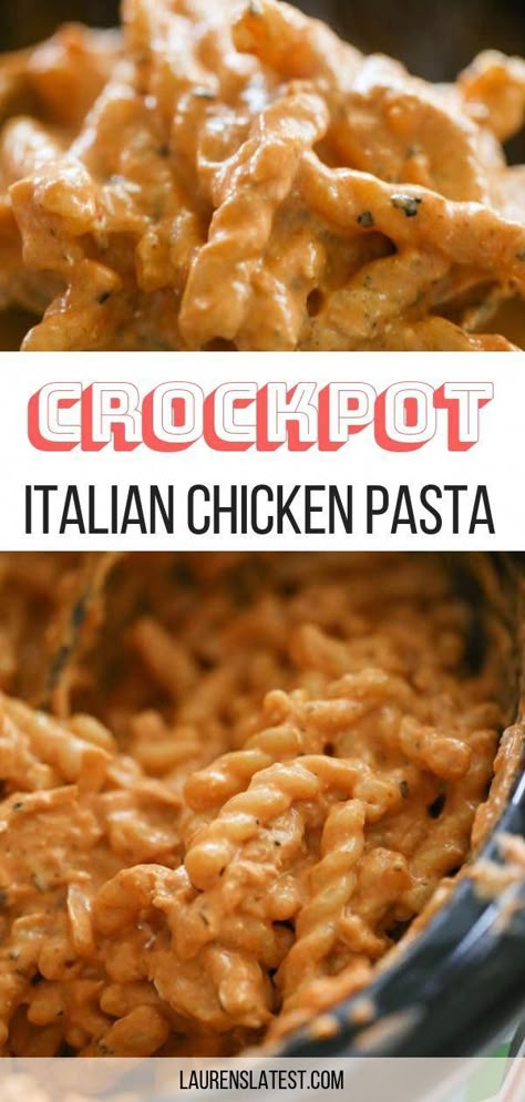 Crockpot Chicken Pasta, Creamy Italian Chicken Pasta, Crockpot Italian Chicken, Italian Chicken Pasta Recipes, Pasta Recipes Video, Crockpot Italian, Italian Chicken Crockpot, Creamy Chicken Pasta Recipes, Italian Chicken Pasta