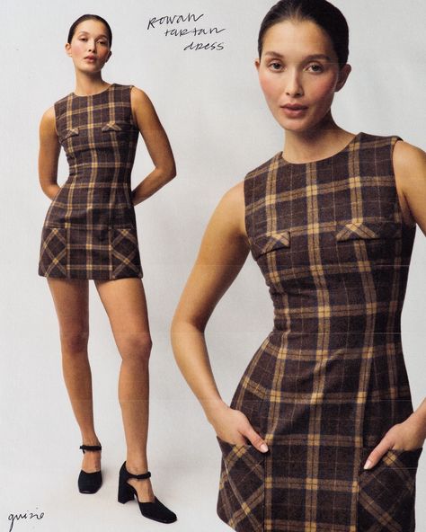 FW ‘24 New Plaid colorway: Tartan wool 🤎 Sweater Dress Outfit Aesthetic, Chic Cool Outfits, Vintage Fashion Inspiration, Handmade Clothes Sewing, Plaid Outfit Aesthetic, Dream Clothing Aesthetic, Christmas Outfit Summer, Vintage Christmas Outfit, Short Cute Dress