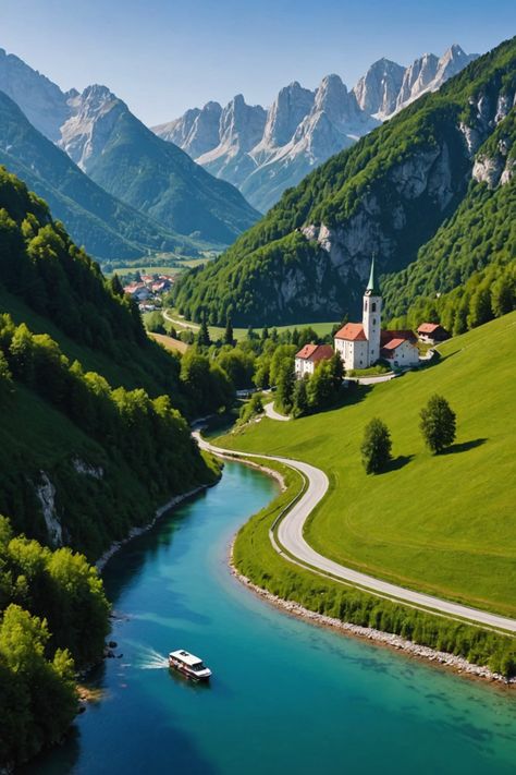 The Most Scenic Road Trips in Slovenia You Need to Take! Breathtaking Places Nature, Soca Valley, Scenic Road Trip, Scenic Roads, Heart Of Europe, Scenic View, Road Trip Fun, Beautiful Landscape Wallpaper, Rolling Hills