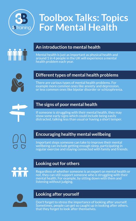 Toolbox talks are very beneficial if you get them right and conduct them regularly. Discussing and being aware of mental health in the workplace is extremely important. So, why not put together a Mental Health Toolbox Talk for your employees?  Take a look at some topics below which you could follow if you were to conduct a Mental Health Toolbox Talk. Group Topics For Mental Health, Mens Mental, Diy Water Table, Mental Health At Work, Safety Talk, Types Of Mental Health, Safety Topics, Mental Health First Aid, Safety Box