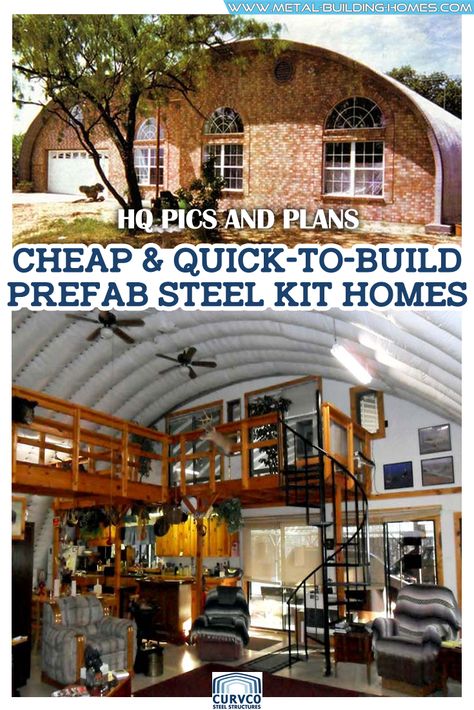 Steel Home Design, Tiny Metal Building Homes, Building A House On A Budget Diy, Cheap Ways To Build A House, Small Steel House Design, Alternative House Building, Cheap Home To Build, House Kits With Prices, Cheap Building House Ideas