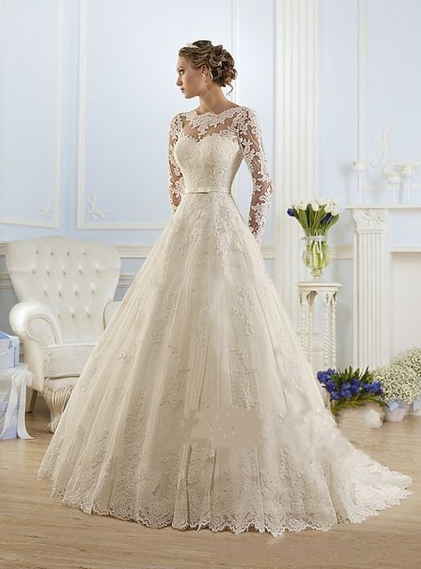 Formal Wedding Dresses, Jeweled Wedding Dress, Cheap Wedding Dresses Online, Bridal Dresses Lace, Wedding Dress Fabrics, Lace Bridal Gown, Sleeve Wedding Dress, Formal Dresses For Weddings, Long Sleeve Wedding