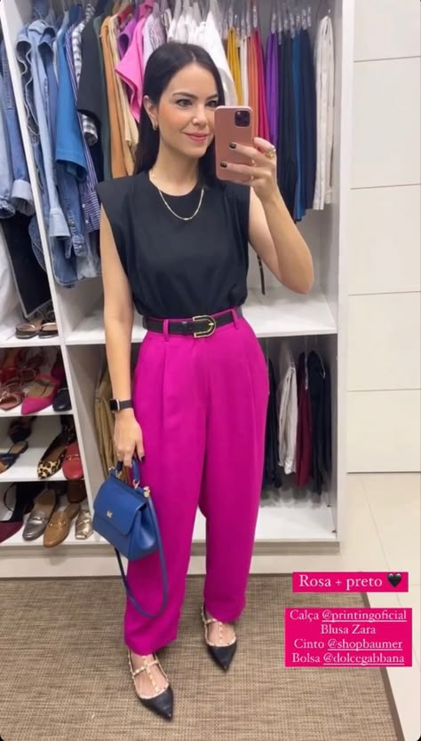 Pink Trousers Outfit, Pink Pants Outfit, Slacks Outfit, Color Blocking Outfits, Professional Outfits Women, Zara Outfit, Elegante Casual, Casual Chic Outfit, Hipster Fashion