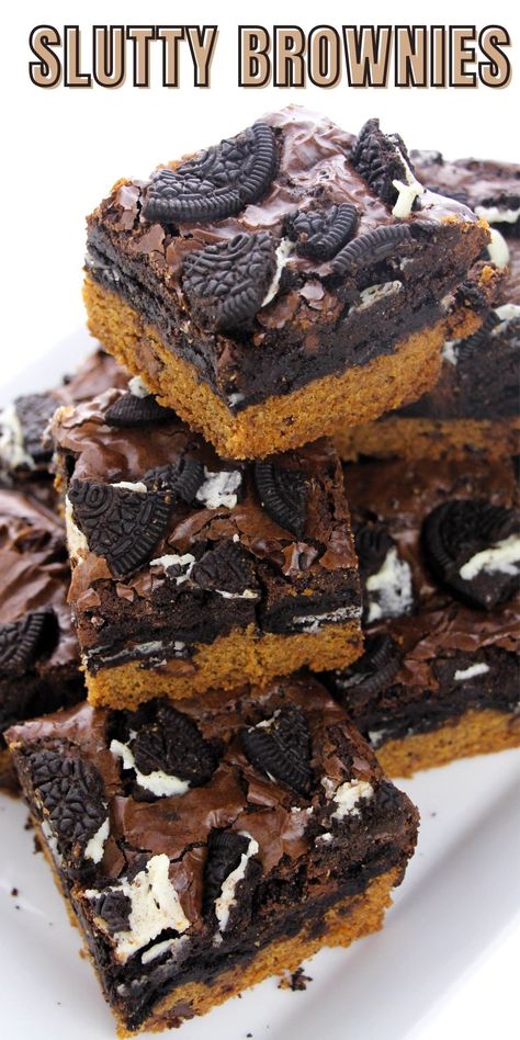 Sluttier Brownies, Cookie Dough Oreo, Oreo Cookie Dough, Oreo Brownies, Oreo Recipes, Brownie Ingredients, Peanut Butter Brownies, Brownie Batter, Brownies Recipe