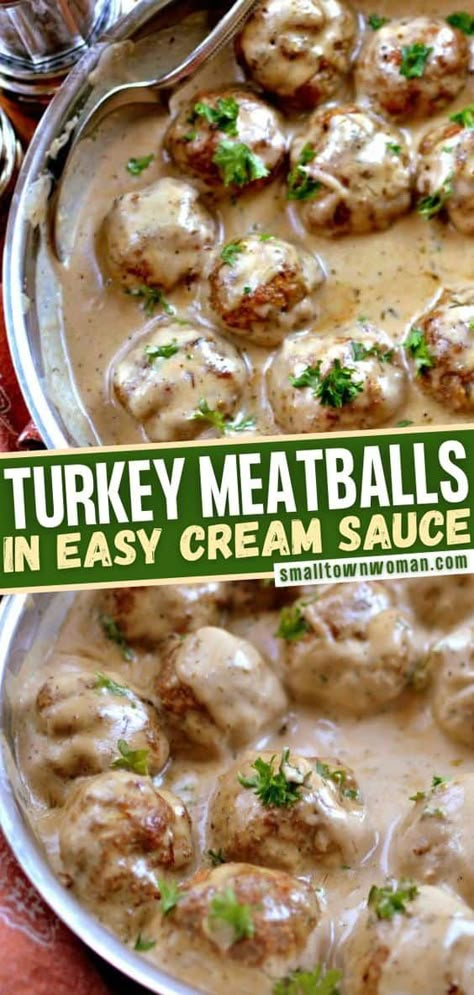 Turkey Meatball Sauce, Easy Cream Sauce, Easy Turkey Meatballs, Turkey Recipes Healthy, Ground Turkey Meatballs, Ground Turkey Recipes Healthy, Garlic Toast, Gerd Diet, Cream Gravy