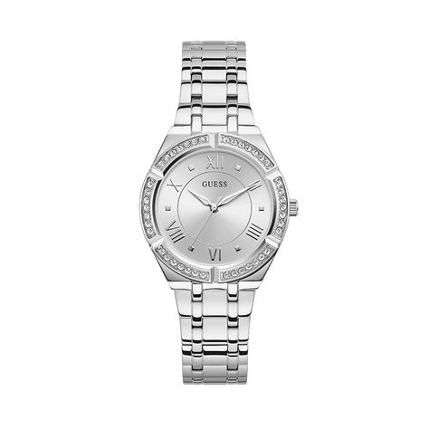 Man Made Objects, Guess Women Watches, Pink Motorcycle, Silver Watches, Guess Brand, Silver Watches Women, Guess Watch, Jewelry Essentials, Analog Watch